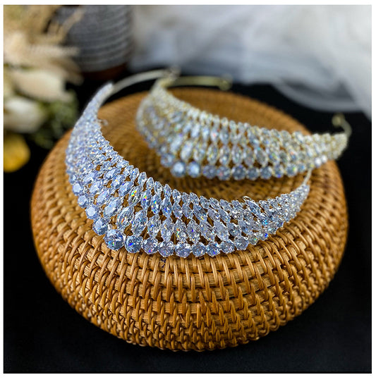 Full Diamond Super Flash Zircon Crown Headdress Queen Headband